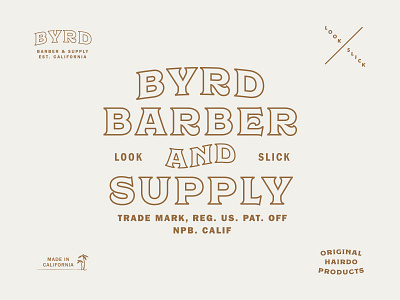 Byrd Barber & Supply barber branding california grooming logo type