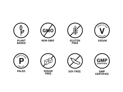 Food Claim Icon Pack - Free Download based certified free gluten gmp icons non gmo paleo plant soy sugar free vegan