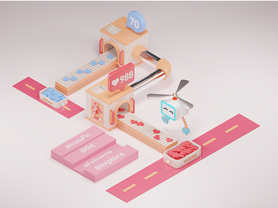 Insta Factory 3d digitalart graphic design illustration isometric render