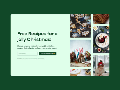 Santa's Free Recipes 🎅🍪| Daily UI #1 | Sign Up christmas dailyui design food green minimal product design santa typography ui ui design ux web web design website
