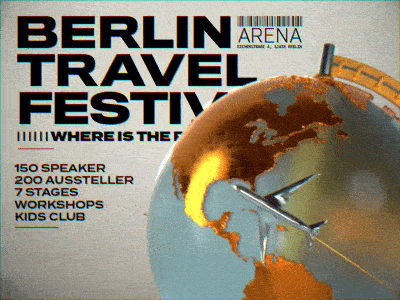Berlin Travel Festival 3d airplane animation berlin c4d design festival flyer illustration maxon summer travel travel agency world
