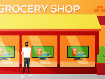 Guy in Grocery Shop character character design grocery shop