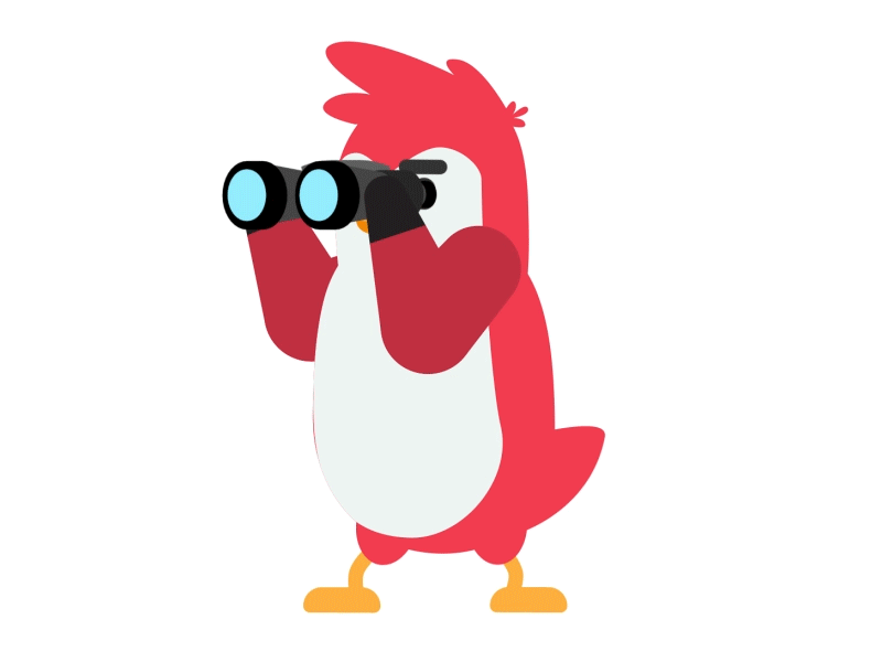 Petty Bird Binoculars 2d after effects animation berlin binocular birds c4d character character design design illustration limber mexico rubberhose search searching ui