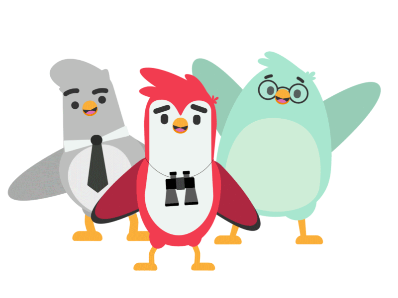 Trackers Hi 2d after effects animal animation berlin bird character character design characters design illustration mexico vector