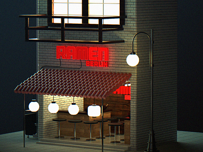 Ramen Berlin 3d after effects berlin c4d design illustration logo octane ramen restaurant typography vector
