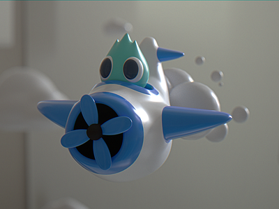 Little Water Guy 3d character design octane plane