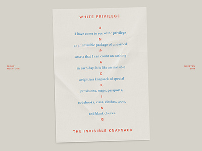 A note on white privilege design editorial design layout layout design minimal paper poster print quote simple text type typography