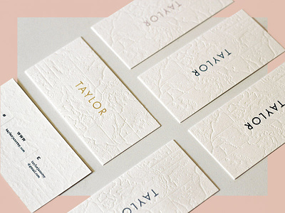 helllo i'm taylor branding business cards deboss futura letterpress map personal brand print simple white space