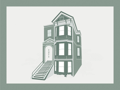 Scott St, San Francisco architecture design green illo illustration san francisco shapes texture vector victorian house