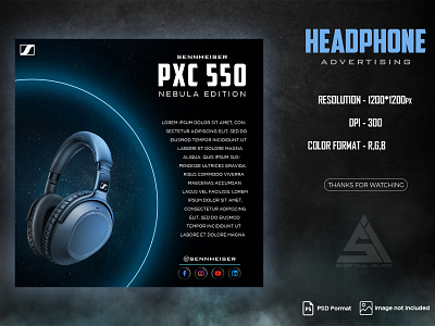 Headphone Advertising || for sale! 3d advertisement animation banner branding facebook graphic design ig illustration instagram logo motion graphics ui