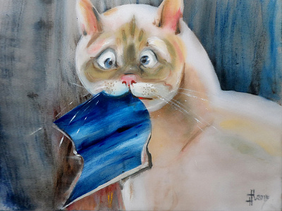 Velour bully / Cyprus / Limassol / 2015 animal artist bully cat draw krasnoshchok oil paint painting pictures silk velour