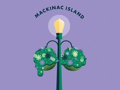 Hello Dribbble! baskets flat flower illustration lamp light mackinac michigan purple simple street symmetry