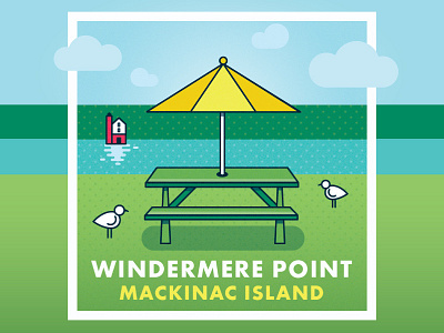 Postcards of Home lake lighthouse mackinac mackinac island michigan picnic seagulls summer sun umbrella water