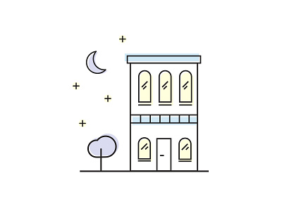 Town House building city house line night pastel street town vector