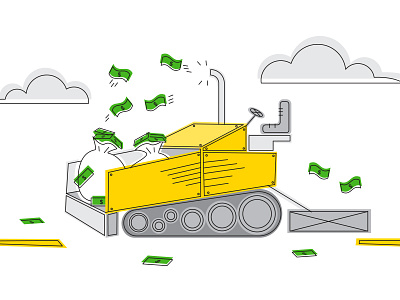 Money Mobile? illustration line money paver roads simple tractor