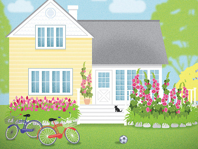 Home bikes family home house illustration love mother porch texture yard