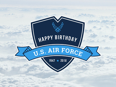 HBD Air Force air badge banner birthday cloud crest emblem force happy logo military sky