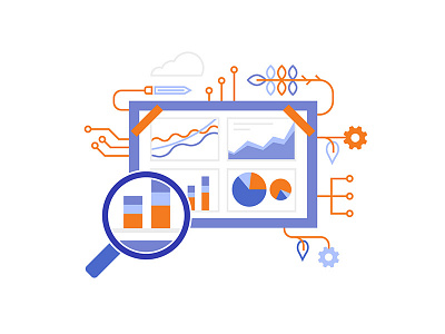 Statz analytics chart facts glass growth illustration magnifying numbers results statistics