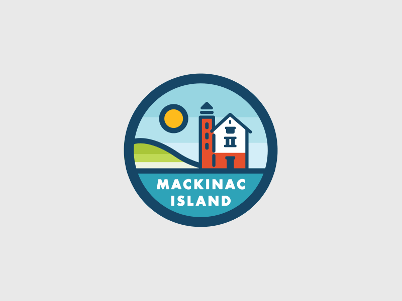 Mackinawesome! badge button island lines mackinac michigan outdoors pin thick travel