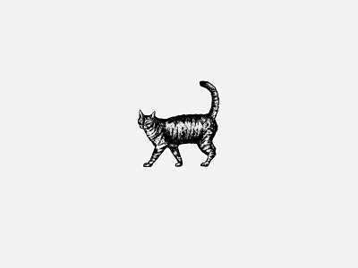 Caturday authentic cat classic ink letterpress logo stamp stipple vintage