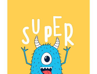 cute monster branding cartoon design illustration logo typography vector