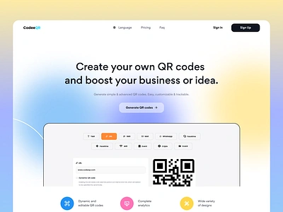 CodeeQR - boost your business or idea. design figma landingpage qrcode ui ux webdesign