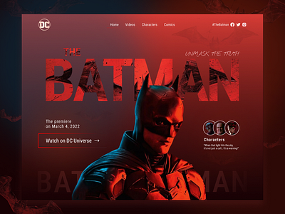 The Batman Movie Promo Homepage Design bat batman concept dark design homepage landing webdesign