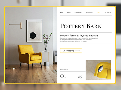Pottery Barn Furniture Web Project branding concept design furniture homepage landing ui yellow