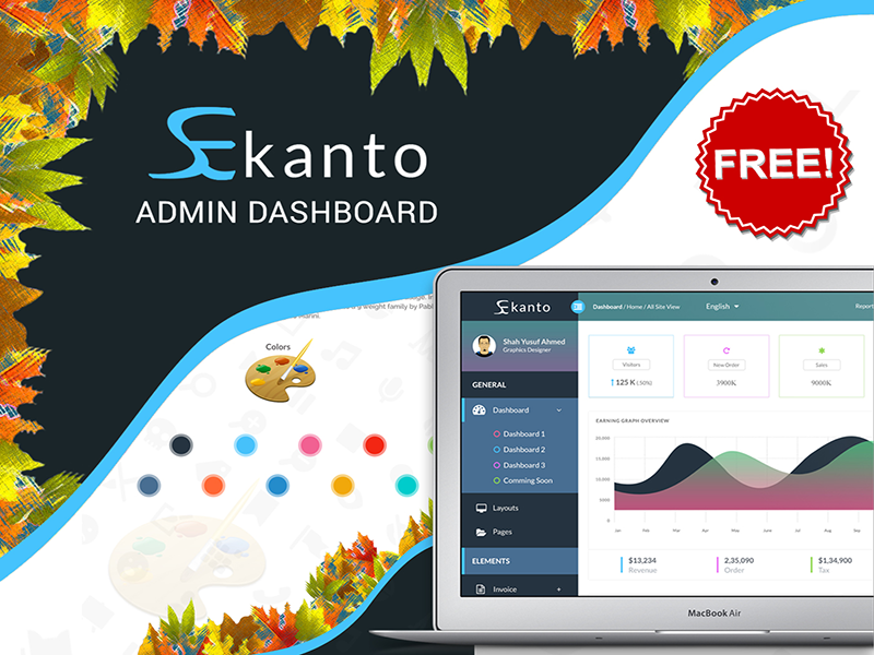 Ekanto Admin Dashboard (Freebie) free admin templete uxui ui ux free admin dashboard free dashboard admin dashboard admin board dashboard