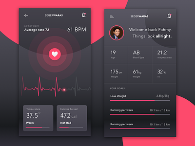 SegerWaras Apps design designer health heart ios pink rate run segerwaras sport ui ux
