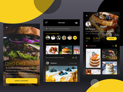 AyoMasak Apps! android black cook dark design designer food ios recipe ui ux yellow