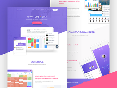 Lifestak Landing Page - Features Approach app clean flat landing landingpage material pink purple ui ux webdesign website