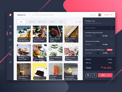 Foms - Best Restaurant Point of Sale Systems cafe dark dashboard food pink pos restaurant ui ux