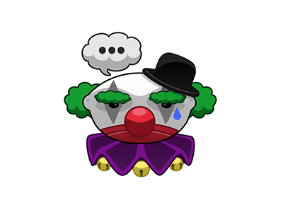 Disgruntled Clown cartoon clown disgruntled illustration sticker tear unhappy vector