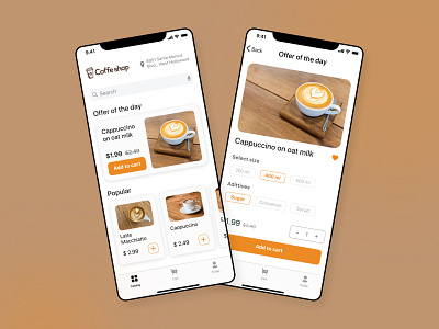 Coffee shop app design illustration shop typography ui ux