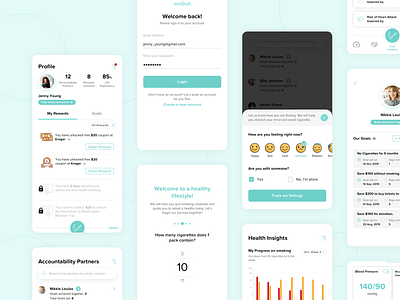 weCare Mobile App accountability design fitness health healthreport illustration illustrator mobile nosmoking partner sketch smoking ui