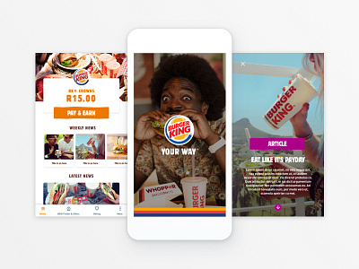 Burger King Loyalty & Mcomm app burgerking food hospitality loyalty mcomm mobileapp rewards southafrica tiering ui ux