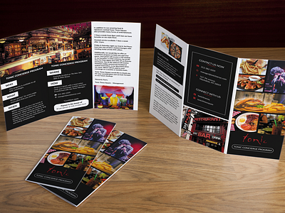 Restaurant Brochure advertisement brochure food happy hour meals offers price list pricing promotion restaurant