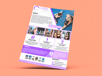 App Promotion Flyer Design advertisement app application cheer cheerleader college design exercise graphic design health illustration ios iphone mobile print ready promotion school services sports store