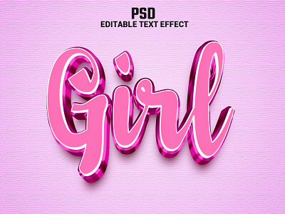 Girl 3d text effect style 3d 3d effect 3d style 3d text background cute editable text effect girl text graphic style layer style letter pink text effect psd mockup soft text effect text mockup typography word