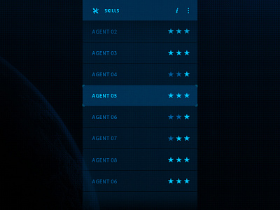 ill Skills agent list rating scroll skills star test ui