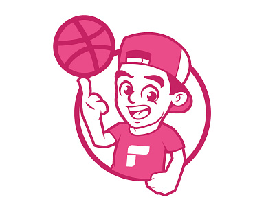 Hello Dribbble cartoon character dribbble first illustration mascot shot