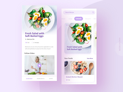 Daily UI / Food Recipe App app clean clean app cooking healthy healthyfood purple recipe recipe app taipei taiwan ui