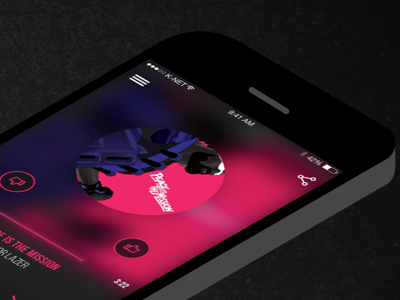KMeleon - Mobile Play Screen audio mobile pink play screen player punchy sketch ui design