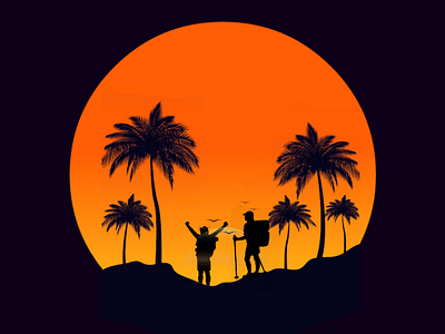 Sunset silhouette vektor art design