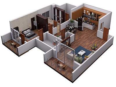 3D Floor plan isometric view