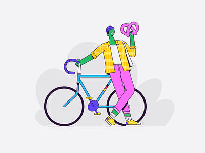 Berlin guy berlin bicycle bike character clothing funky german germany hipster illustration outline patswerk pattern vector