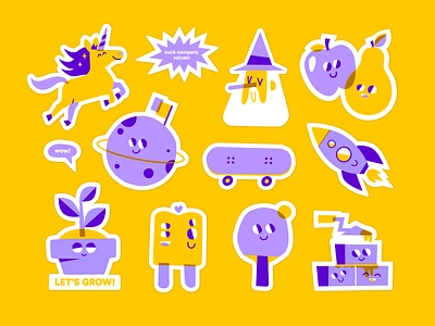 Stickerset character icon icons illustration patswerk rocket space sticker sticker pack sticker set stickers unicorn vector wizard