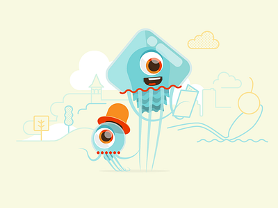 Minneapolis background character festival illustration jellyfish minneapolis patswerk vector