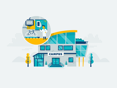 One happy campus architecture campus city illustration patswerk research research centre university urban vector